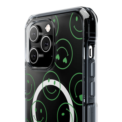 Green Smilies Magnetic Clear Impact iPhone Case