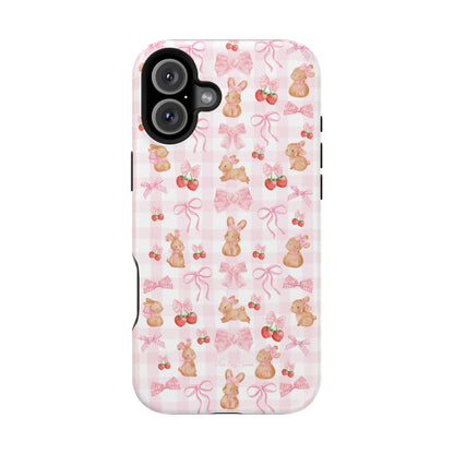 Sweet Baby Bunny Gingham Coquette Magnetic iPhone Case