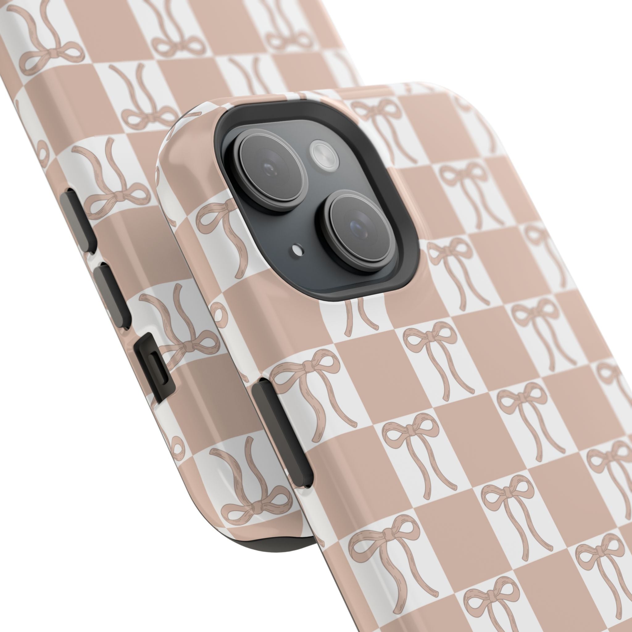 Neutral Checker Bows Magnetic iPhone Case