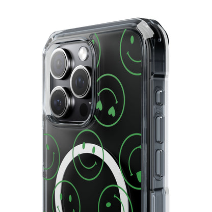 Green Smilies Magnetic Clear Impact iPhone Case