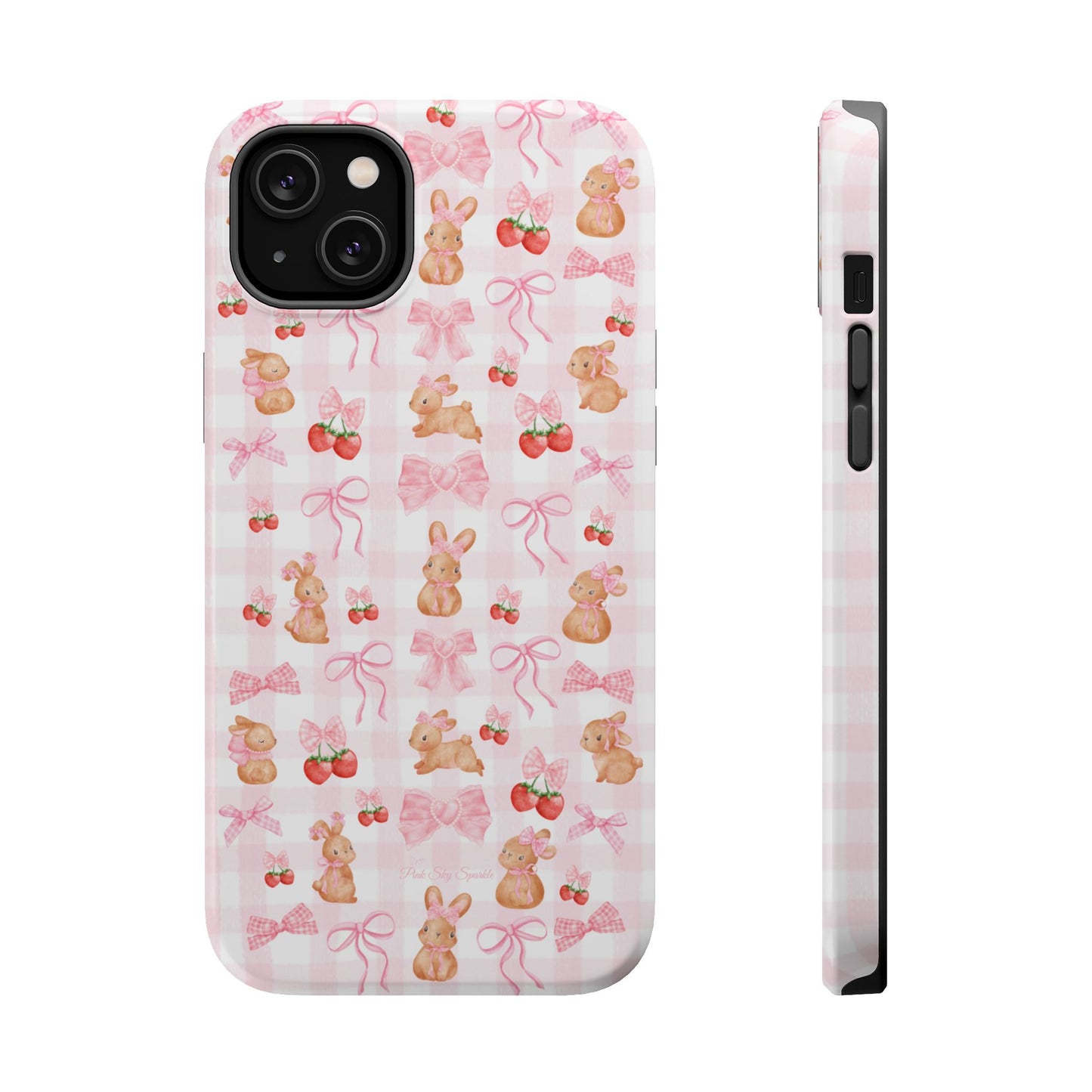 Sweet Baby Bunny Gingham Coquette Magnetic iPhone Case