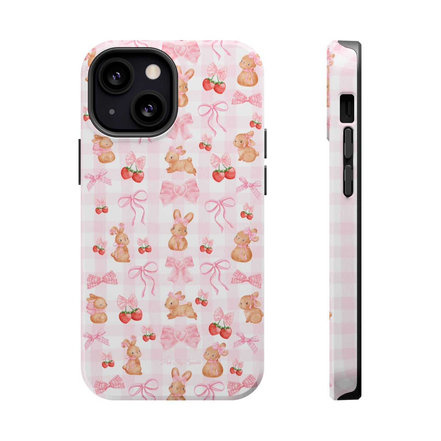 Sweet Baby Bunny Gingham Coquette Magnetic iPhone Case