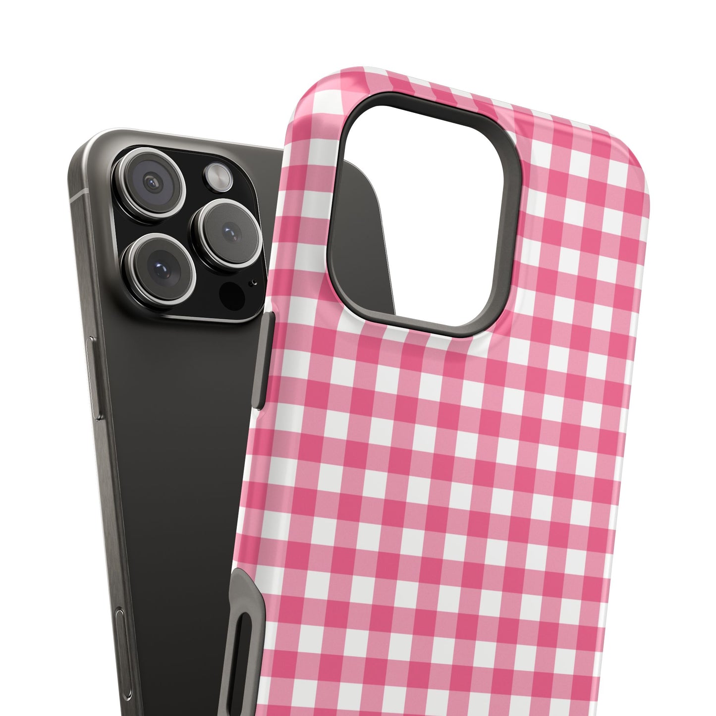 Dark Pink Gingham Magnetic iPhone Case