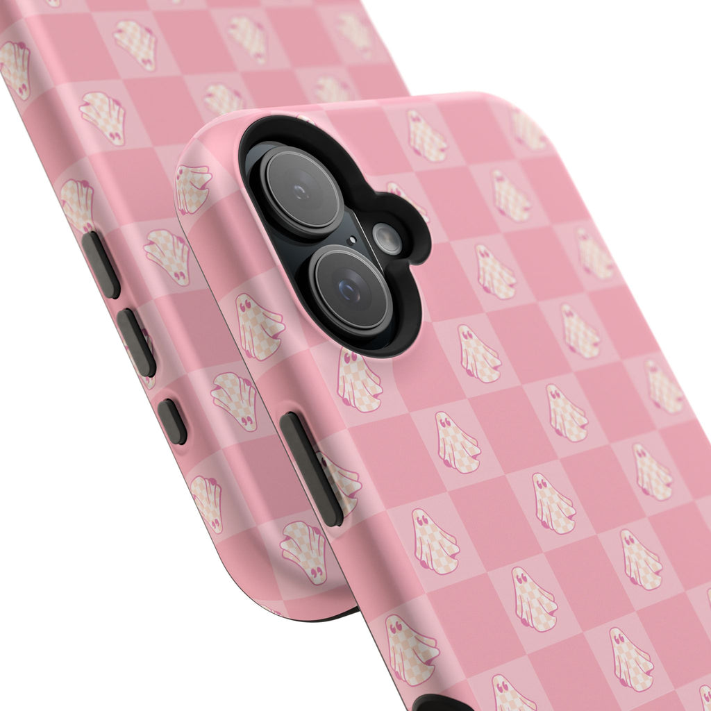 Pink Checkered Ghost Magnetic iPhone Case