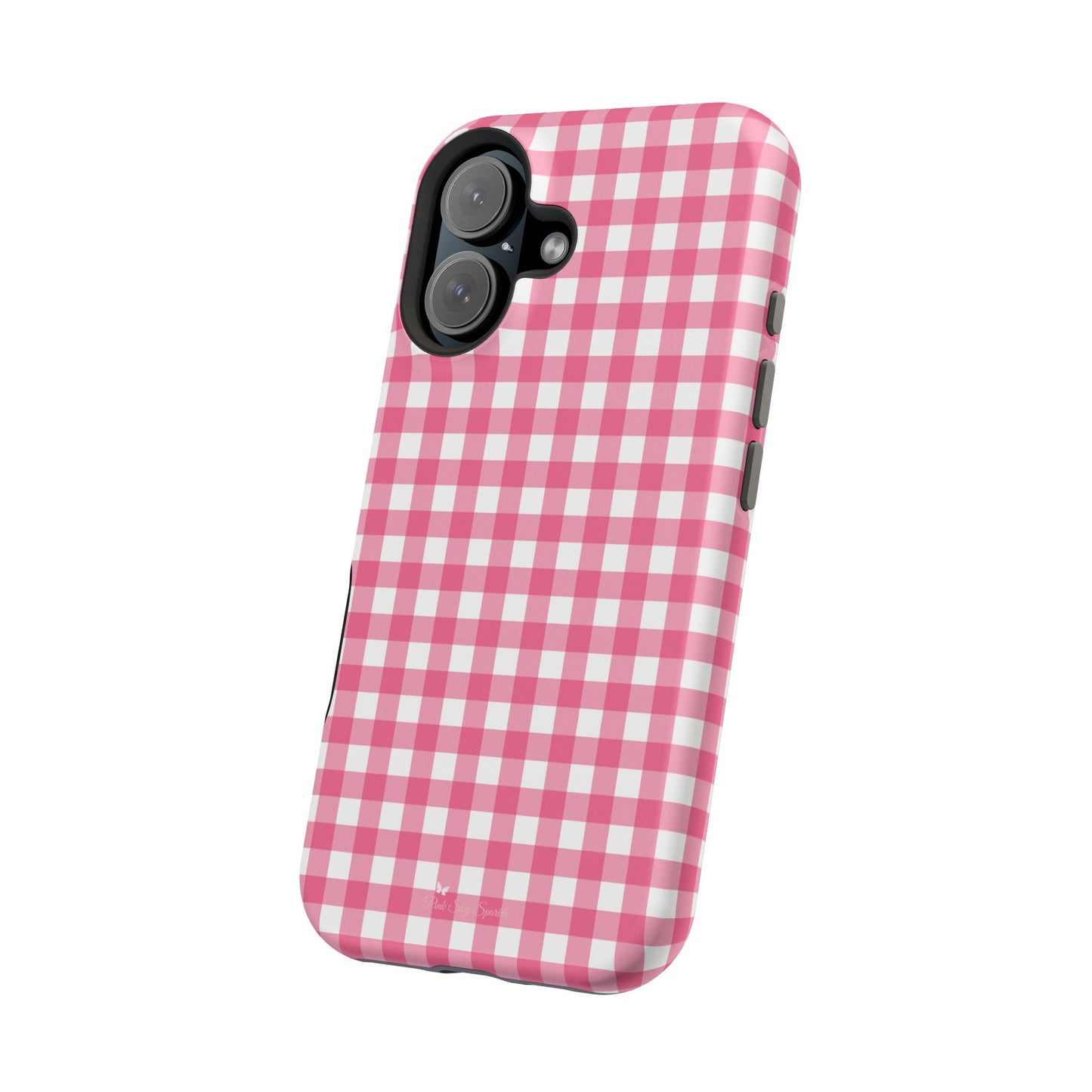 Dark Pink Gingham Magnetic iPhone Case