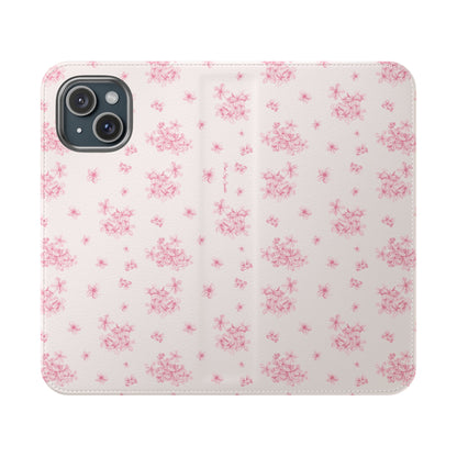 Pink Bloom Wallet Flip Case for iPhone