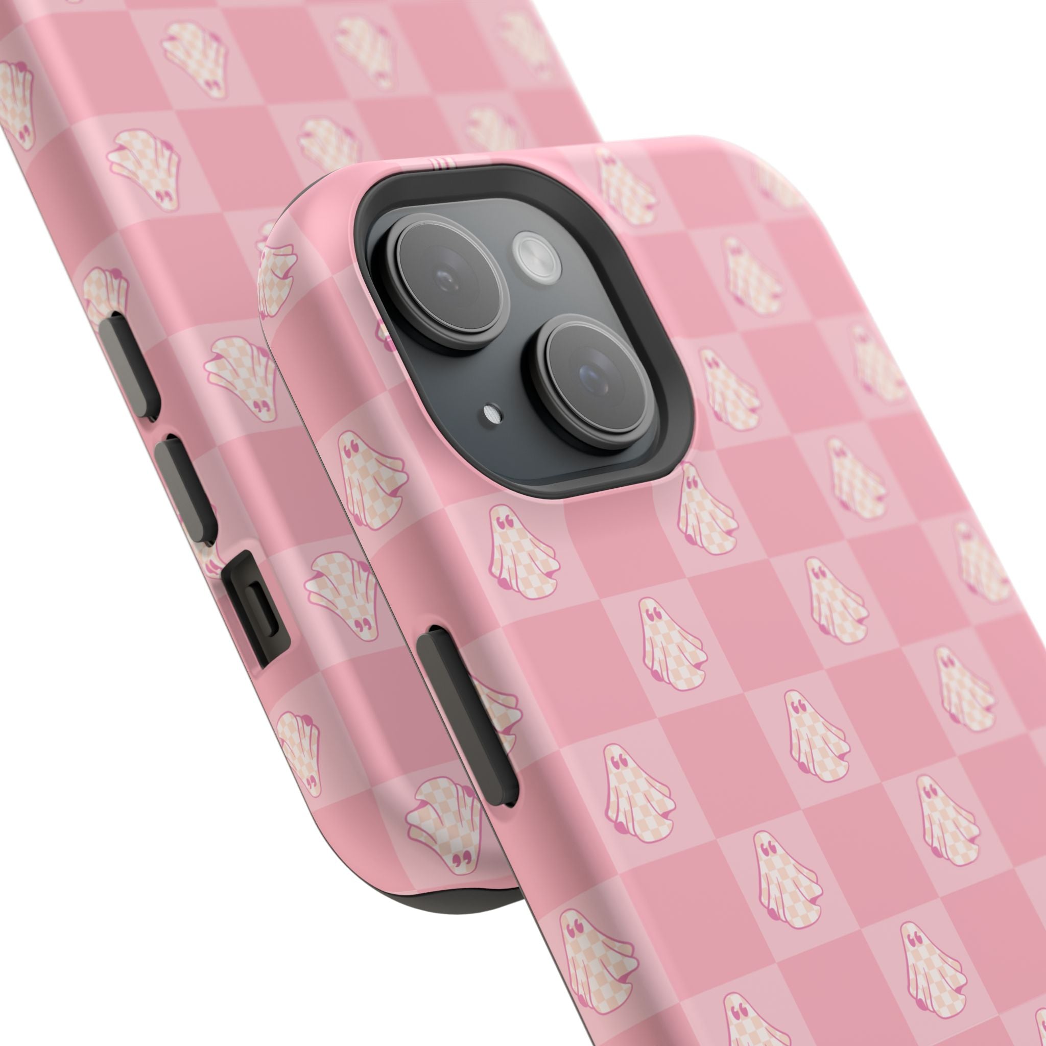 Pink Checkered Ghost Magnetic iPhone Case
