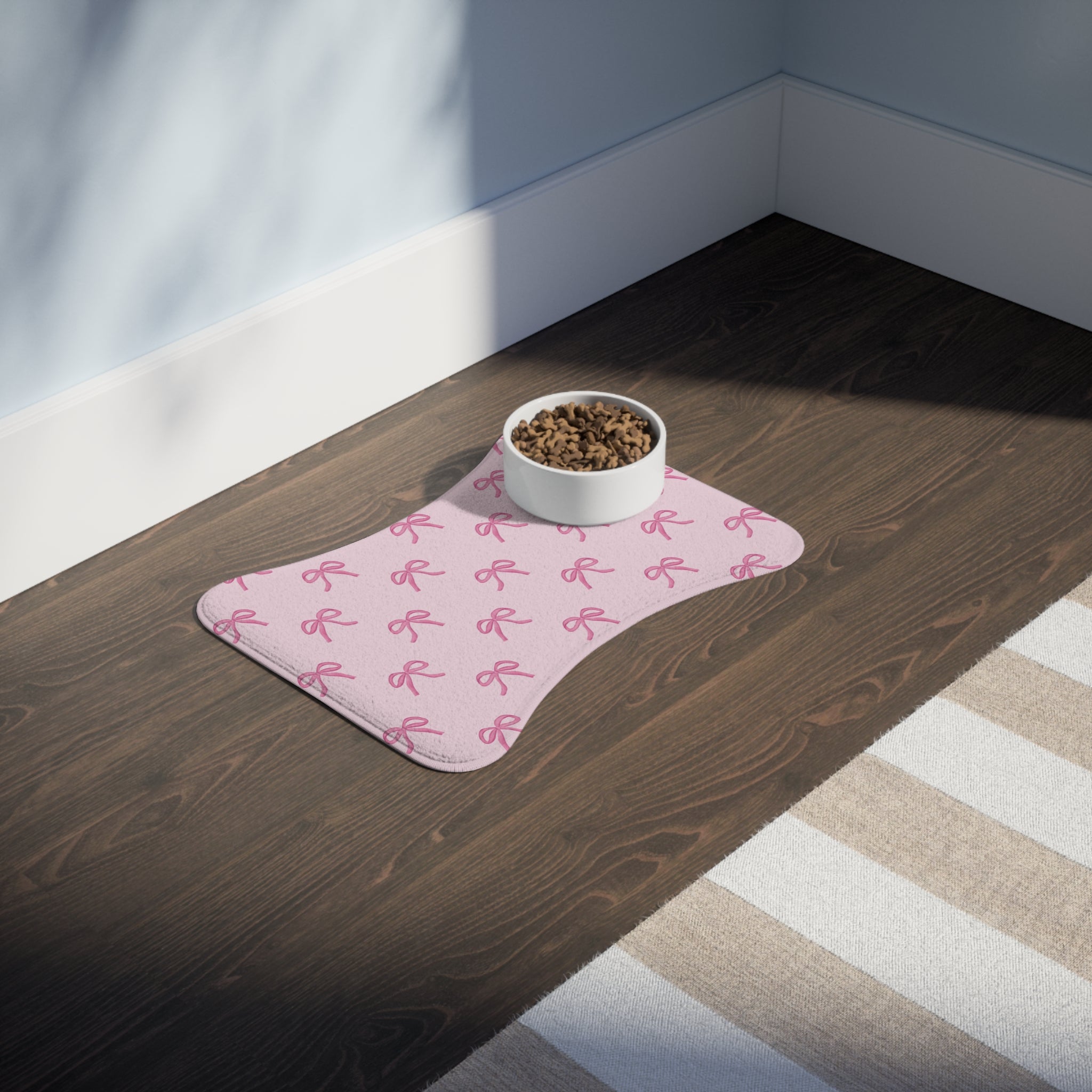Cute Pink Bow Pet Feeding Mat