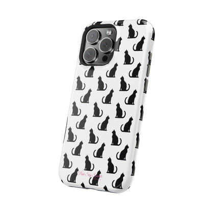 Coque magnétique robuste pour iPhone Motif chat noir