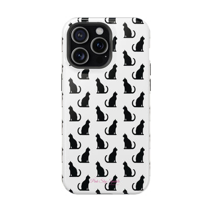 Coque magnétique robuste pour iPhone Motif chat noir