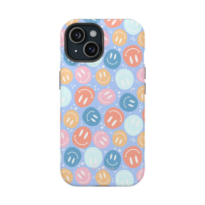 Funda magnética para iPhone All Smiles - Caras sonrientes pastel