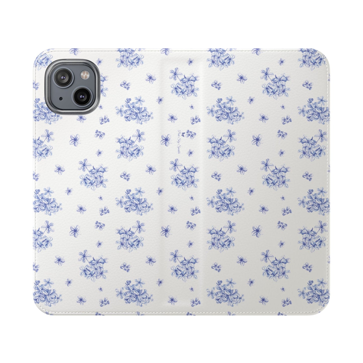 Blue Bloom Wallet Flip Case for iPhone