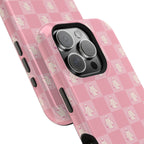 Pink Checkered Ghost Magnetic iPhone Case