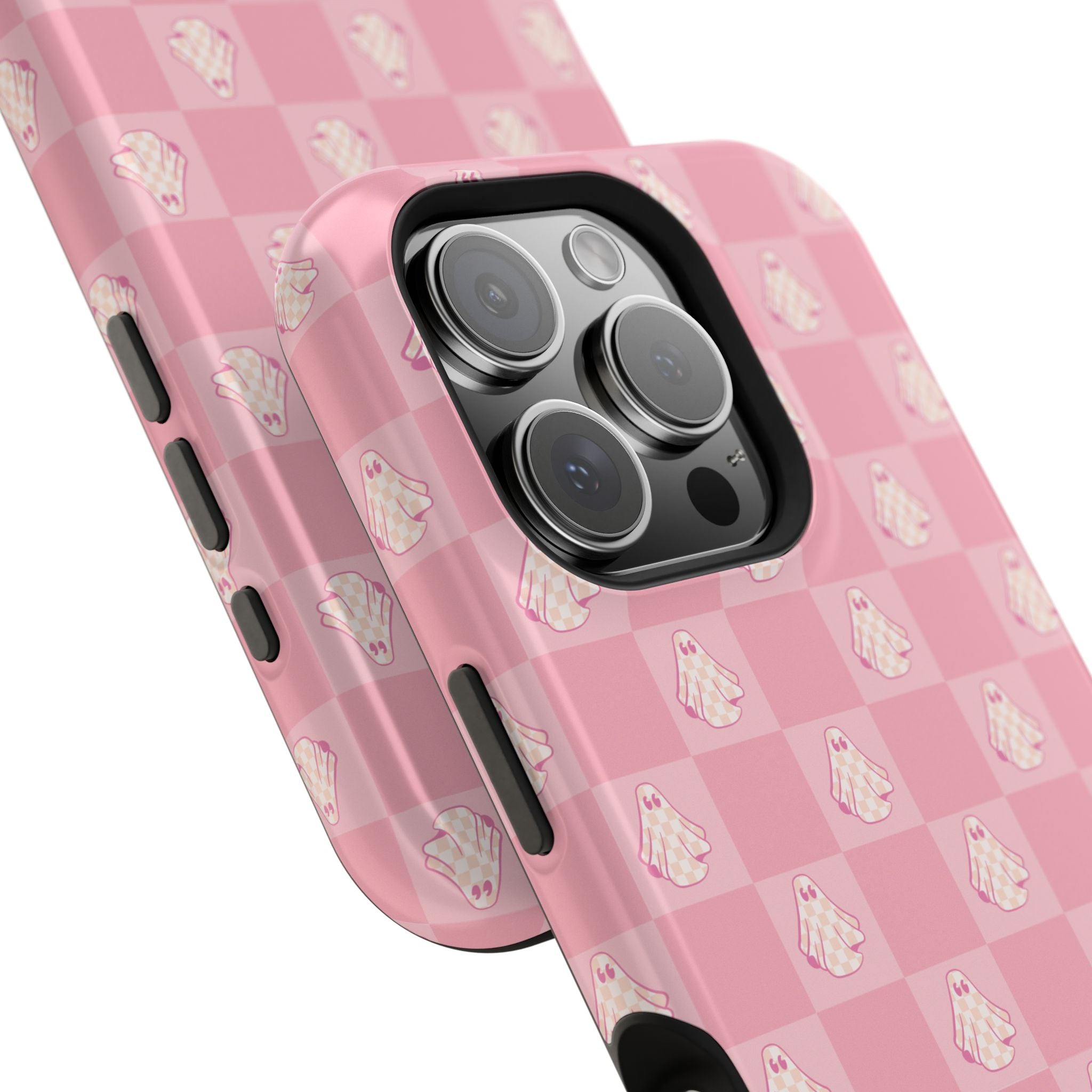Pink Checkered Ghost Magnetic iPhone Case