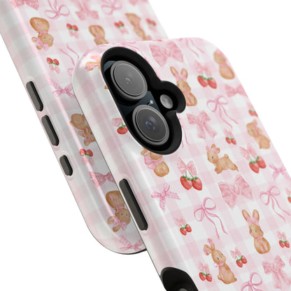 Sweet Baby Bunny Gingham Coquette Magnetic iPhone Case