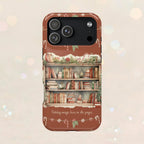 Étui magnétique pour iPhone « Bibliothèque de Noël » – « La magie des fêtes se vit dans les pages »