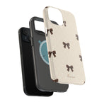 Café Crème Bows MagSafe-Compatible Magnetic iPhone Case