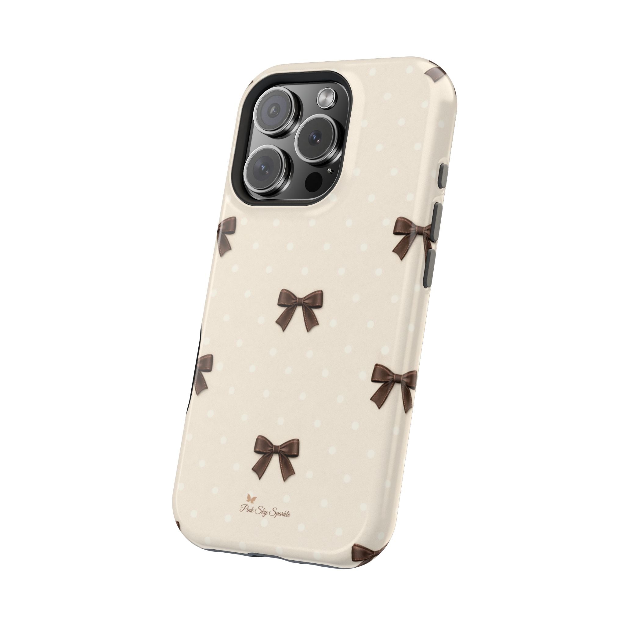 Café Crème Bows MagSafe-Compatible Magnetic iPhone Case