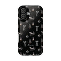 Phone case with Christmas-themed design on a black background