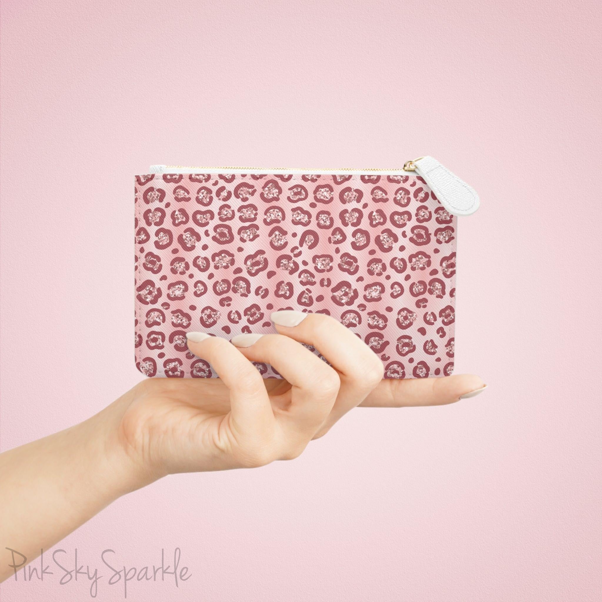 Rose Gold Leopard Mini Clutch Bag