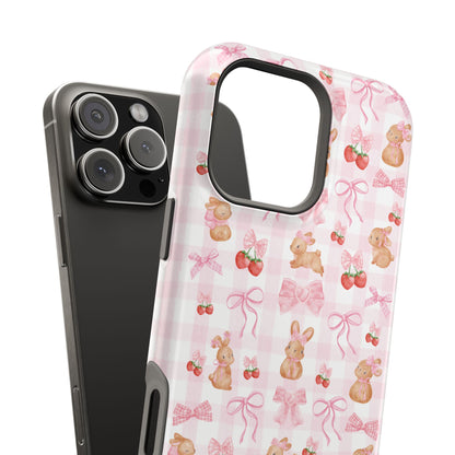 Sweet Baby Bunny Gingham Coquette Magnetic iPhone Case