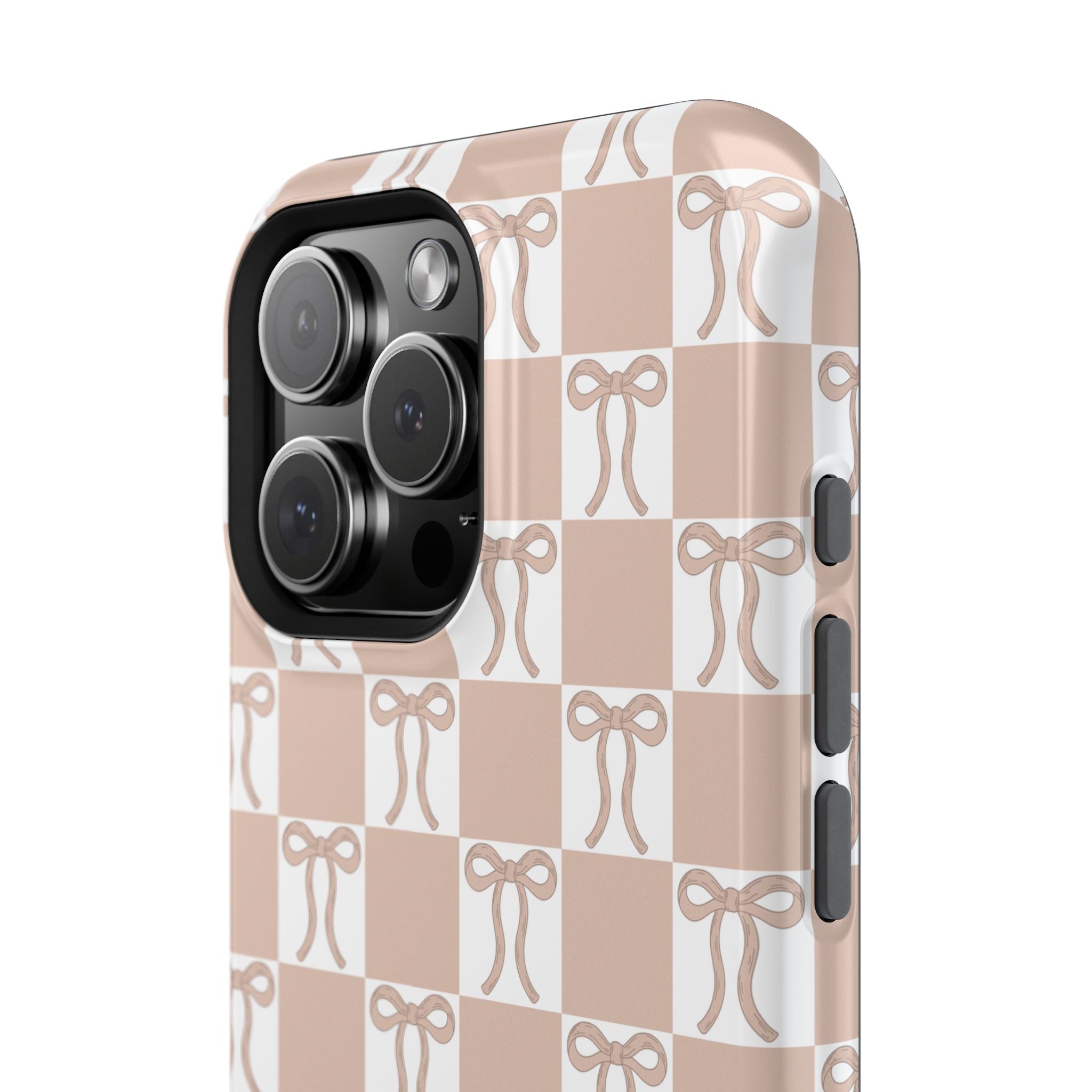 Neutral Checker Bows Magnetic iPhone Case