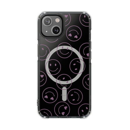 Purple Smilies Magnetic Clear Impact iPhone Case