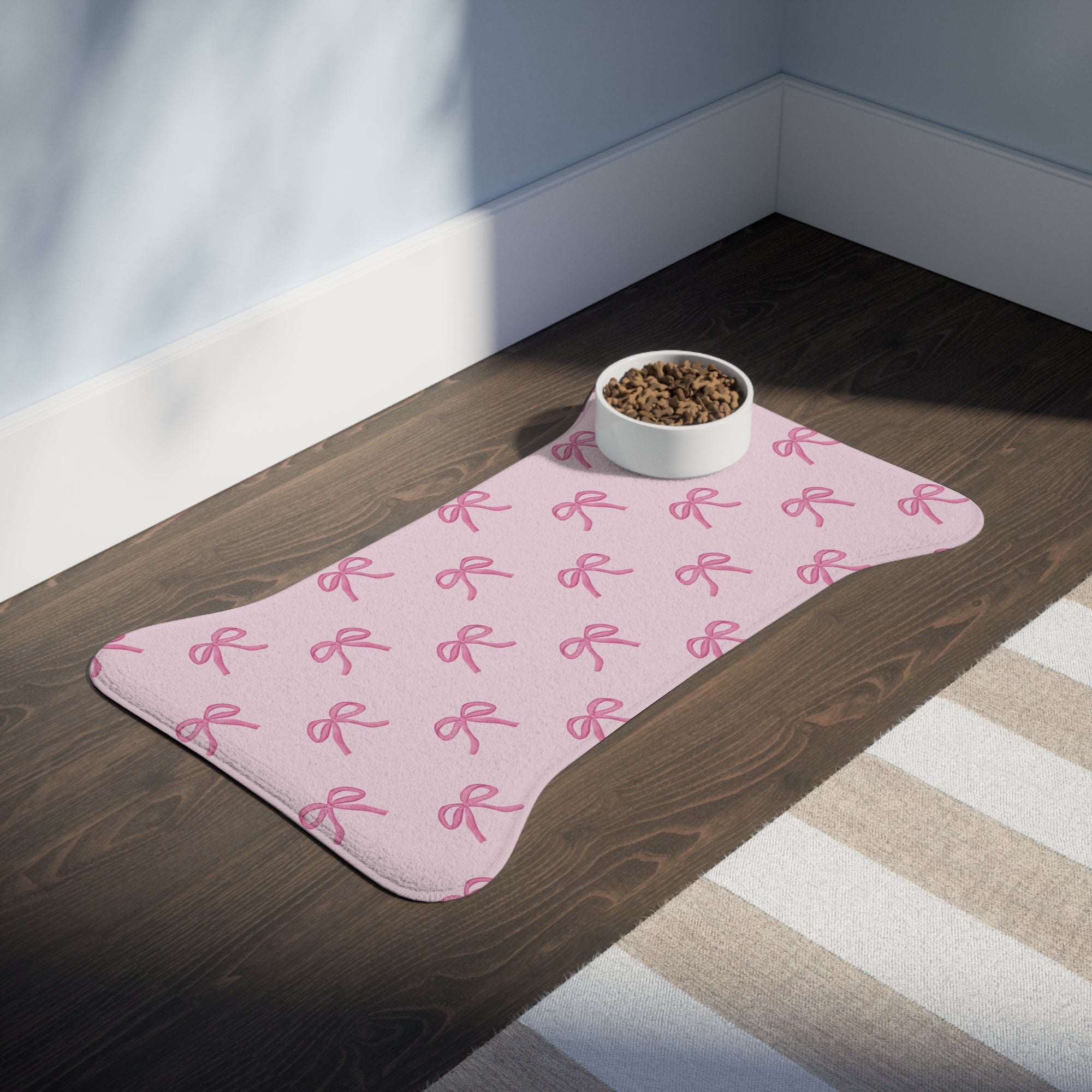 Cute Pink Bow Pet Feeding Mat