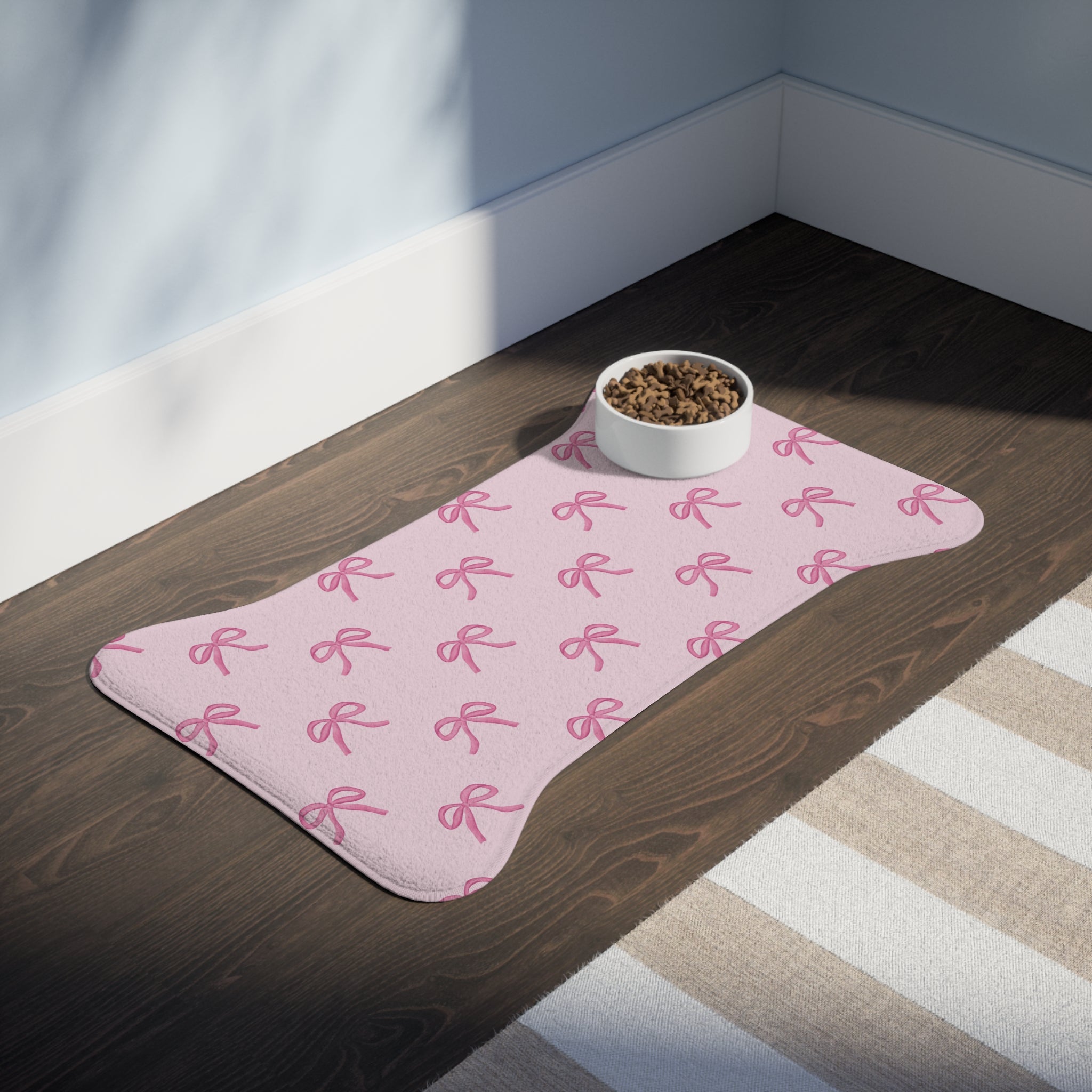 Cute Pink Bow Pet Feeding Mat