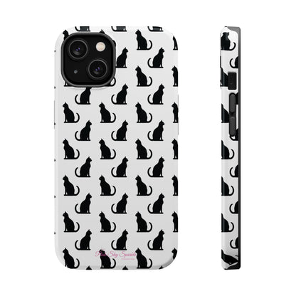 Coque magnétique robuste pour iPhone Motif chat noir