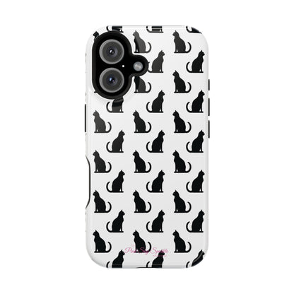 Coque magnétique robuste pour iPhone Motif chat noir