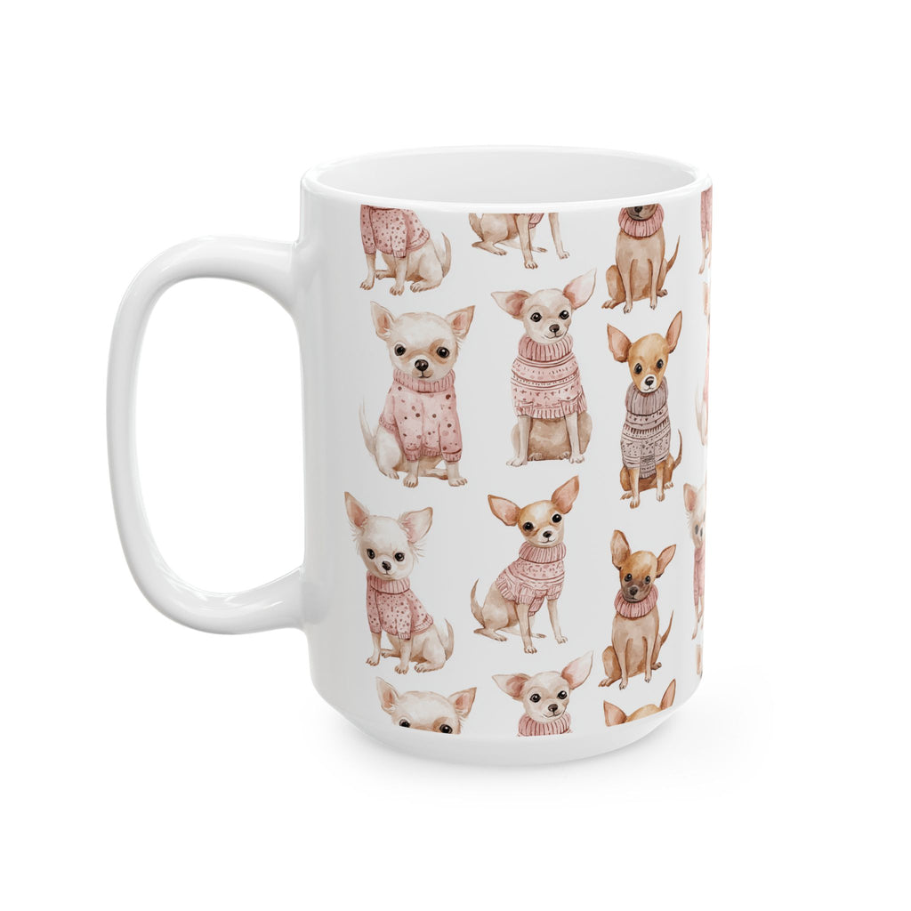 Fancy Toy Chihuahua Ceramic Mug — Cute Dogs in Sweaters 11oz & 15oz