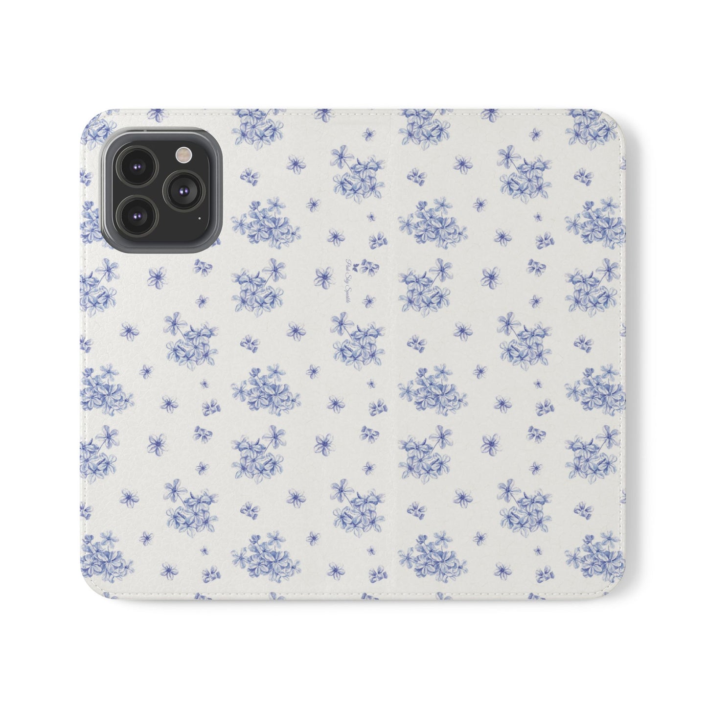 Blue Bloom Wallet Flip Case for iPhone