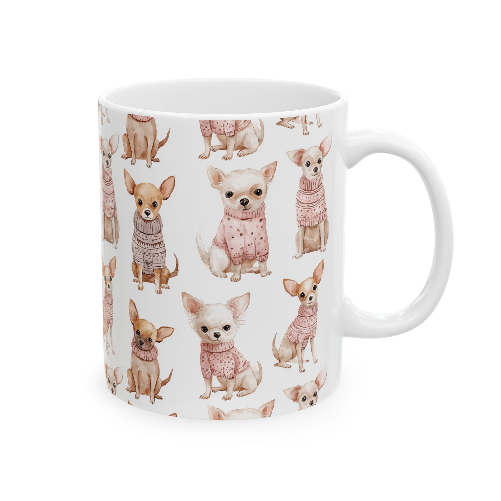 Fancy Toy Chihuahua Ceramic Mug — Cute Dogs in Sweaters 11oz & 15oz