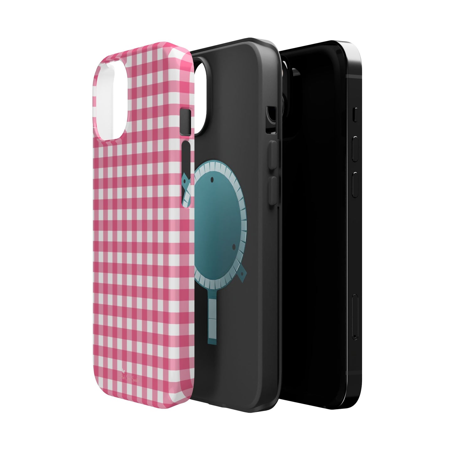 Dark Pink Gingham Magnetic iPhone Case