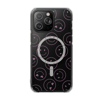 Purple Smilies Magnetic Clear Impact iPhone Case