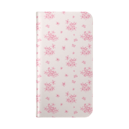 Pink Bloom Wallet Flip Case for iPhone