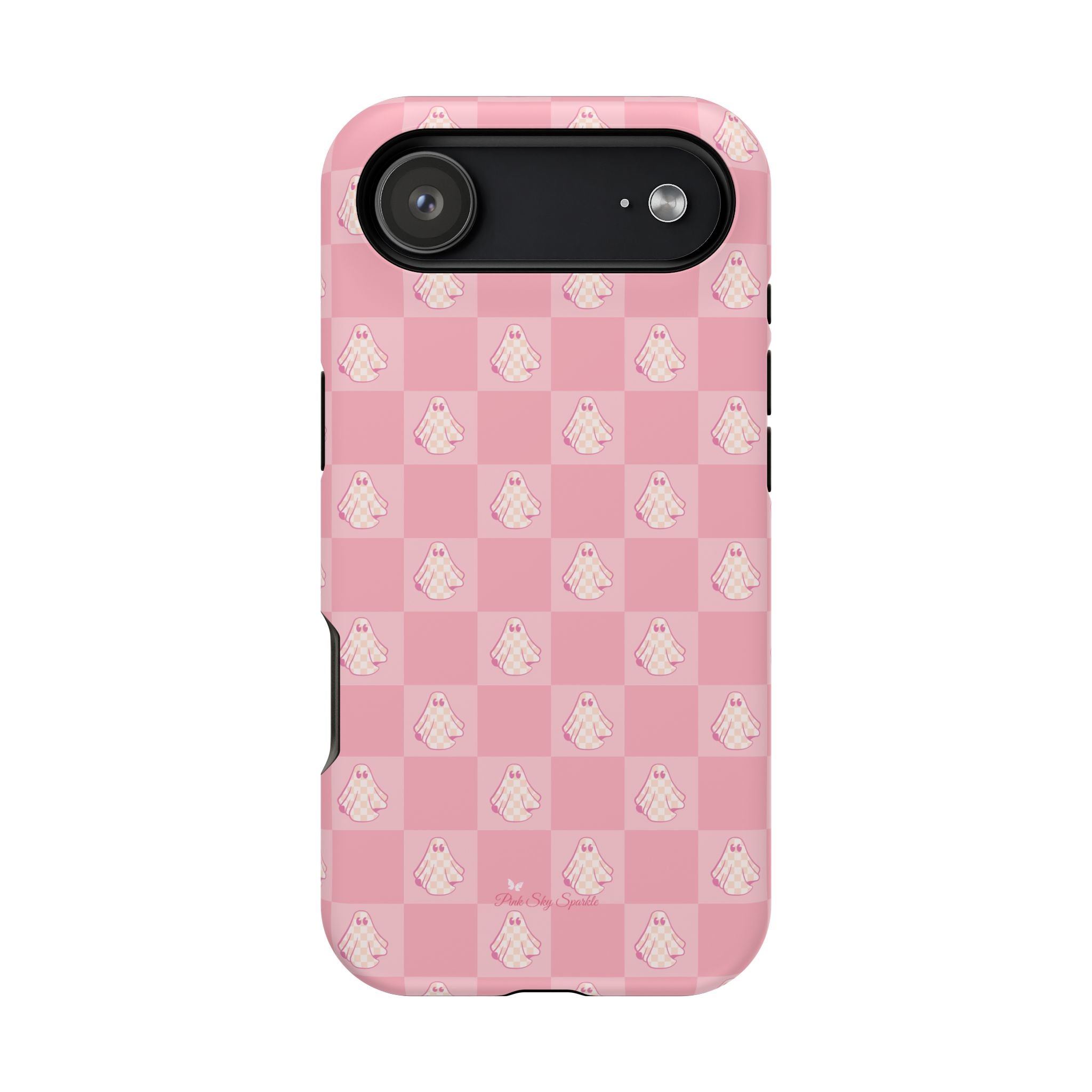 Pink Checkered Ghost Magnetic iPhone Case
