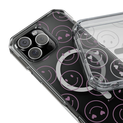 Purple Smilies Magnetic Clear Impact iPhone Case