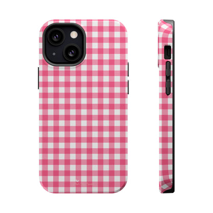 Dark Pink Gingham Magnetic iPhone Case