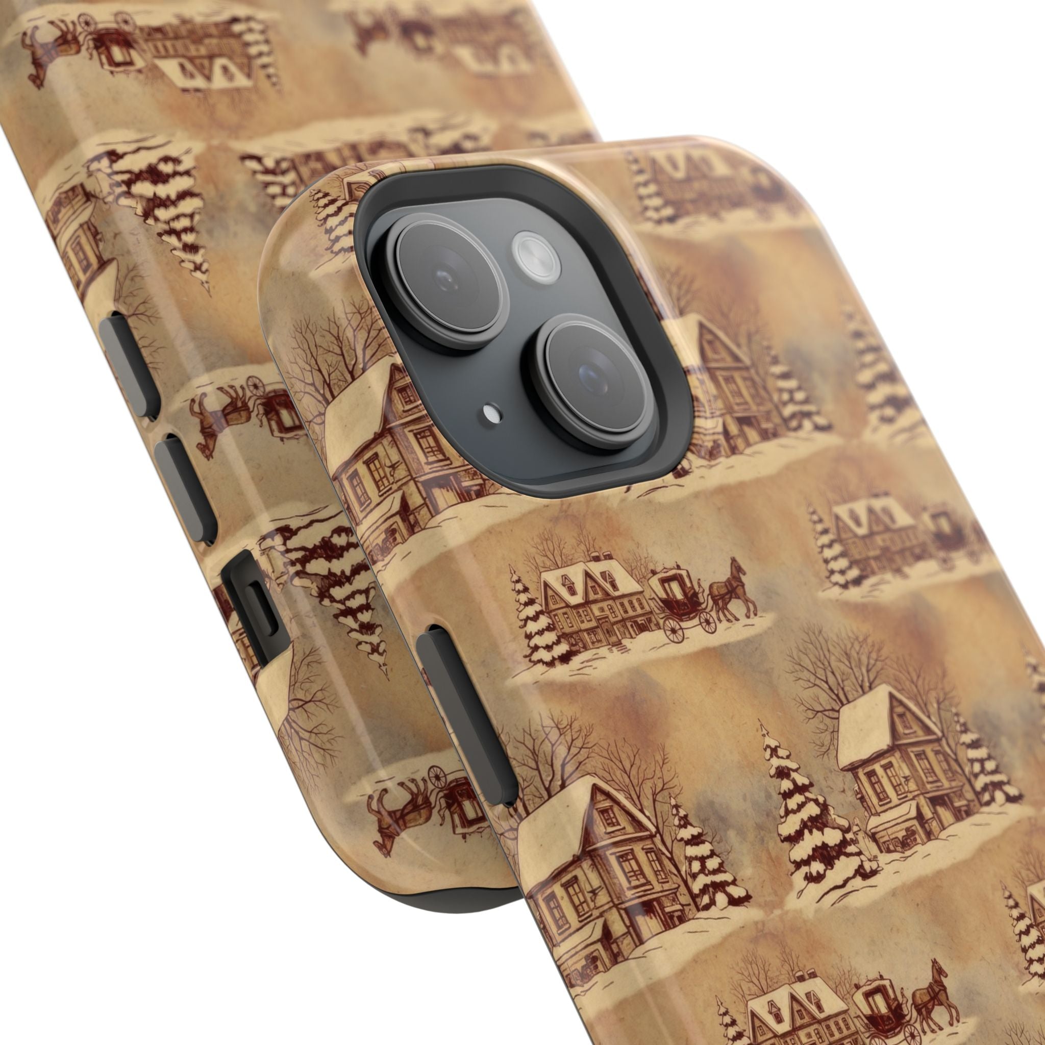 Old Town Road Magnetic iPhone Case | Vintage Snowy Cottage Design