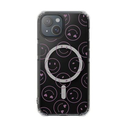 Purple Smilies Magnetic Clear Impact iPhone Case