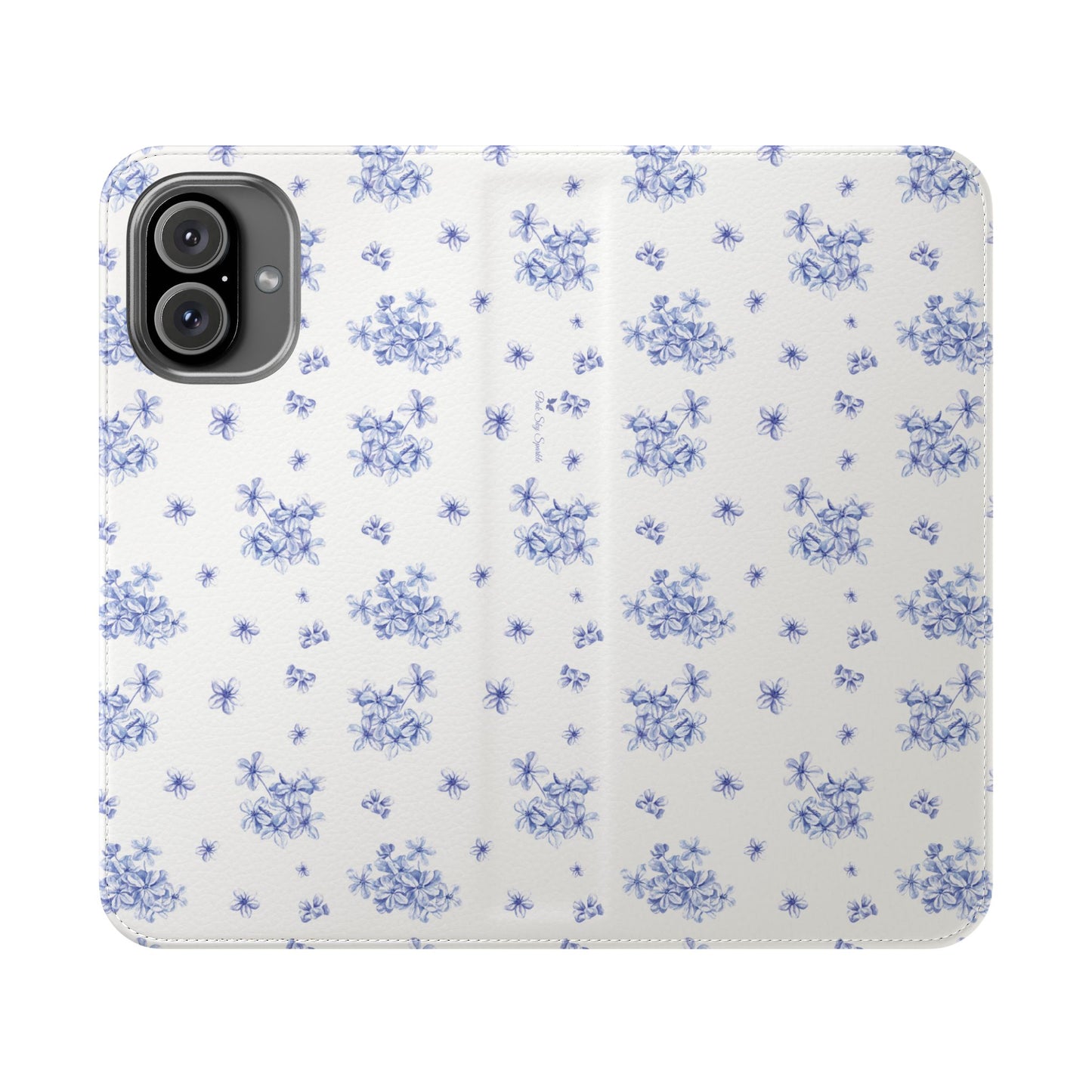 Blue Bloom Wallet Flip Case for iPhone