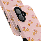 Sweet & Flaky Magnetic iPhone Case – Pink Croissant Pattern with Bows