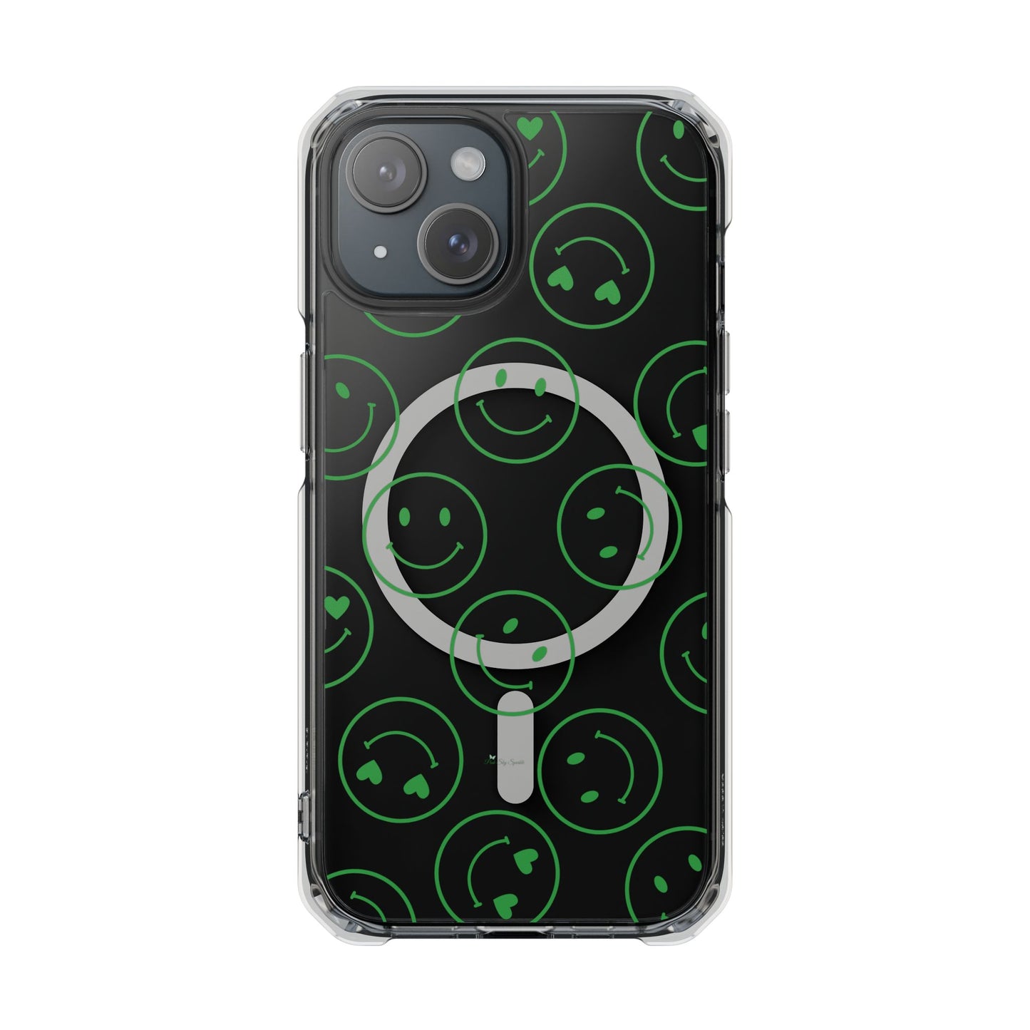 Green Smilies Magnetic Clear Impact iPhone Case