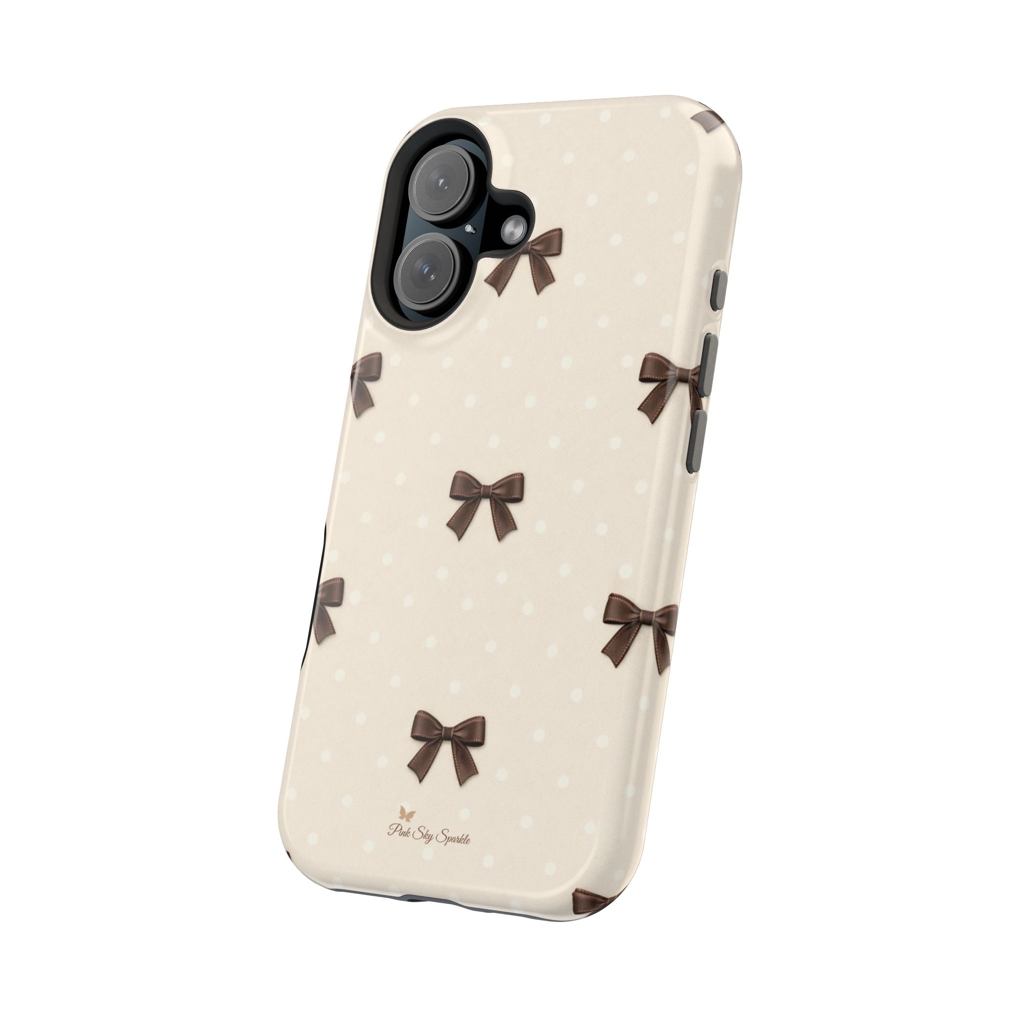 Café Crème Bows MagSafe-Compatible Magnetic iPhone Case