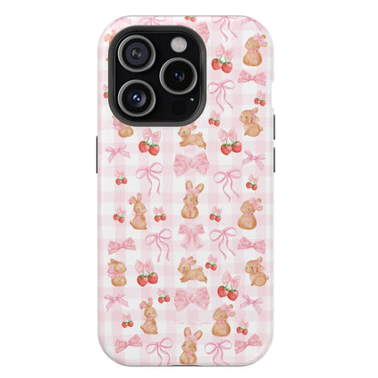 Sweet Baby Bunny Gingham Coquette Magnetic iPhone Case