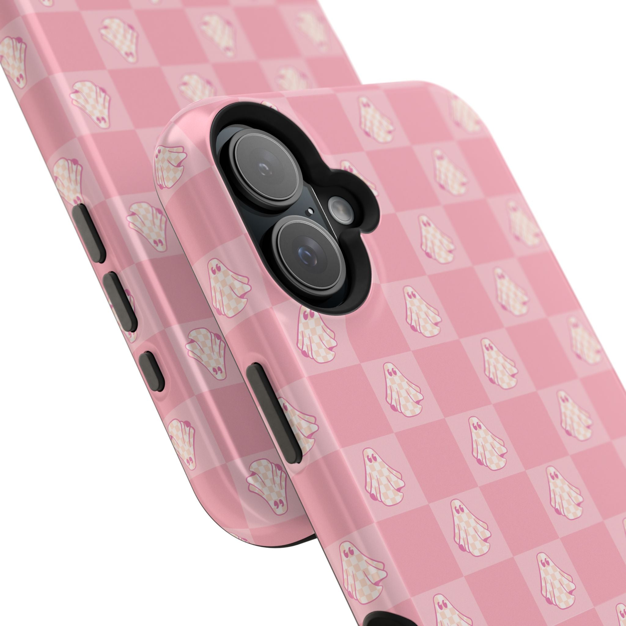 Pink Checkered Ghost Magnetic iPhone Case
