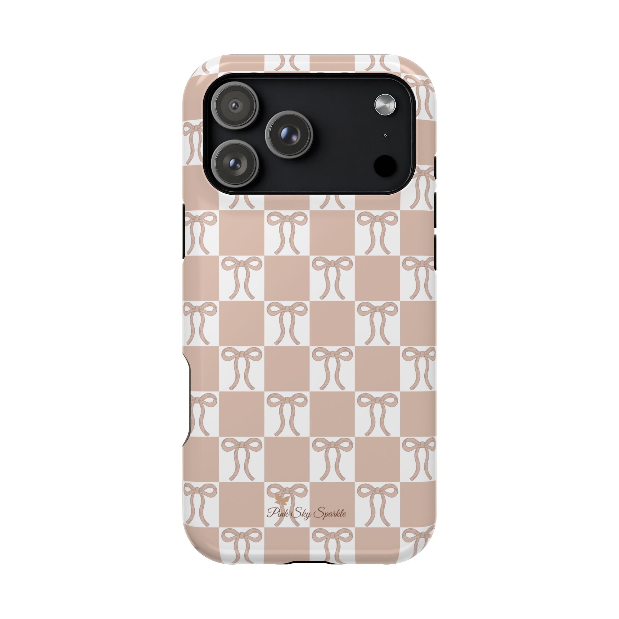 Neutral Checker Bows Magnetic iPhone Case