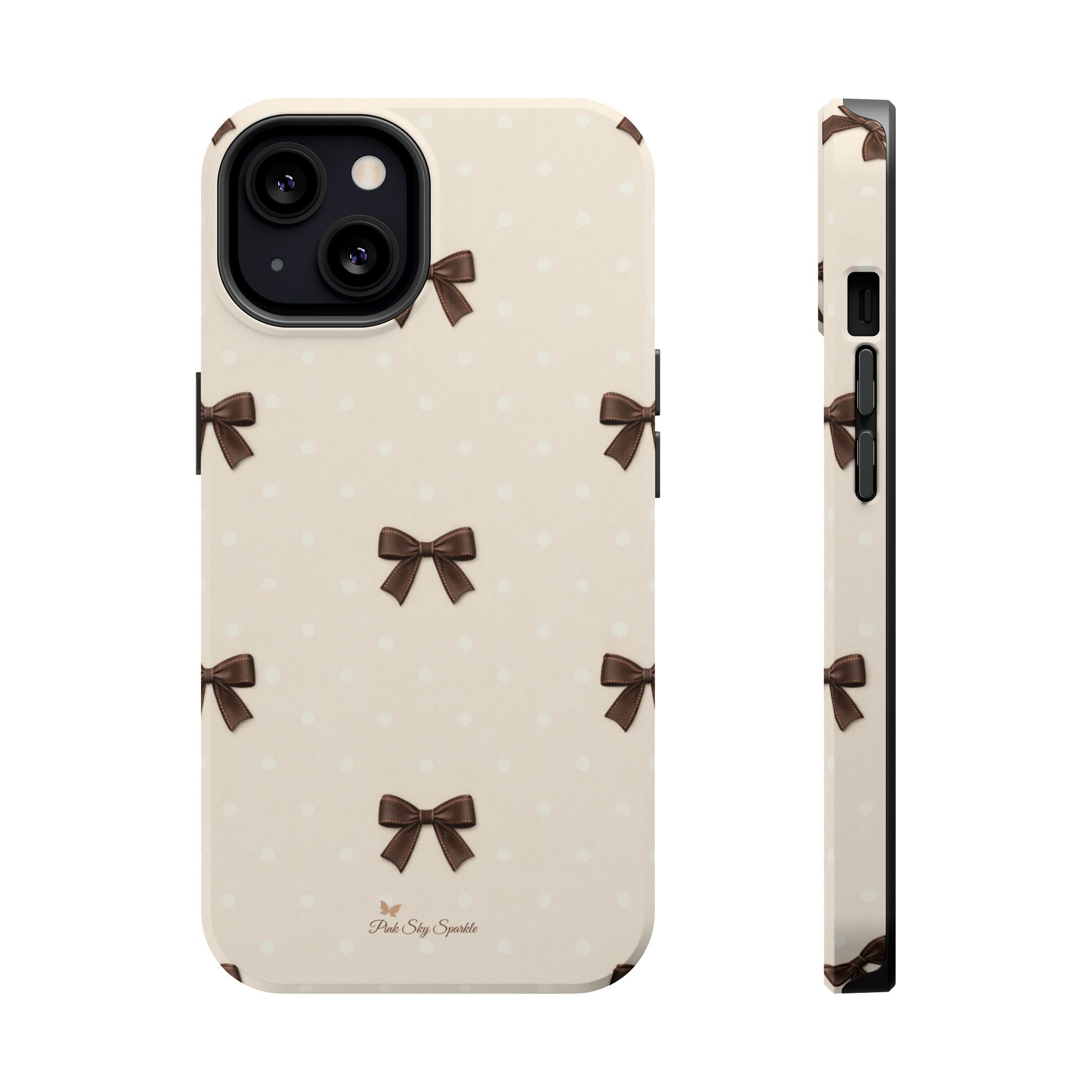 Café Crème Bows MagSafe-Compatible Magnetic iPhone Case